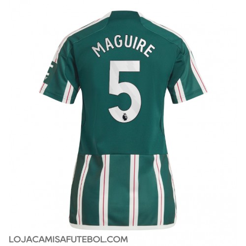 Camisa de Futebol Manchester United Harry Maguire #5 Equipamento Secundário Mulheres 2023-24 Manga Curta